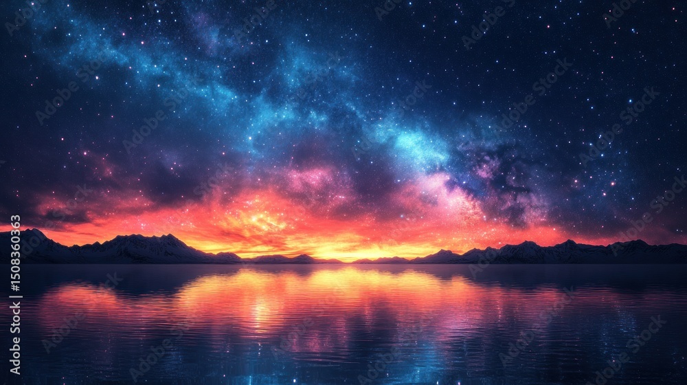 Fototapeta premium Colorful sunset over calm lake