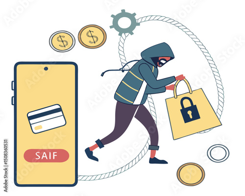 Cyber Theft and Online Fraud Illustration – Digital Crime, Hacking, and Data Breach Concept Art