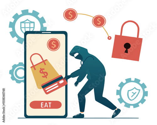 Cyber Theft and Online Fraud Illustration – Digital Crime, Hacking, and Data Breach Concept Art