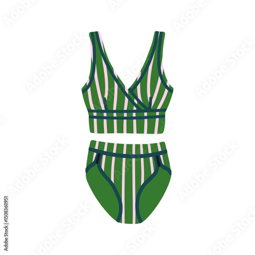 Women lingerie, striped bikini with bra and panties. Top and bottom underwear...