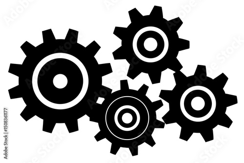 Black and White Gear Illustration – Industrial Engineering Blueprint Design