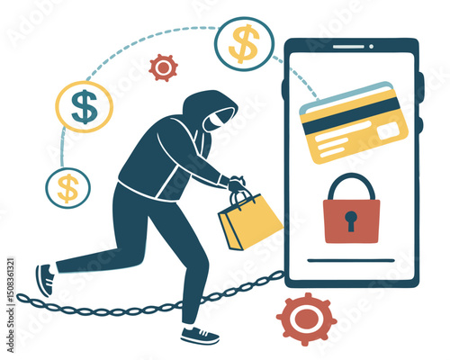 Cyber Theft and Online Fraud Illustration – Digital Crime, Hacking, and Data Breach Concept Art