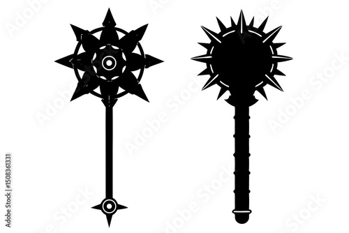 Ornate Gothic Magical Scepter with Glowing Enchanted Crystal