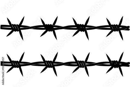 Stark Monochrome Barbed Wire with Sharp Metal Spikes in High Contrast