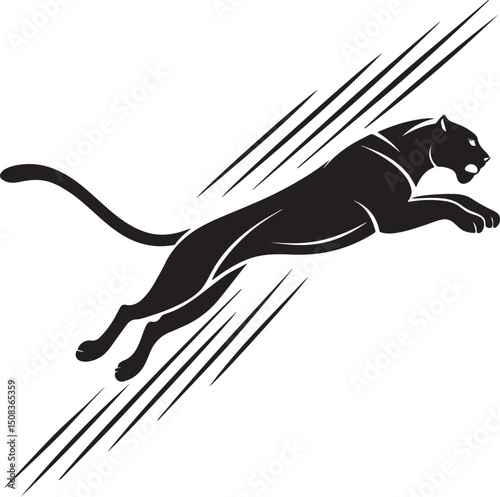 Leopard Running with Speed Effect in Silhouette