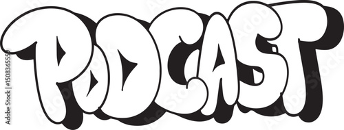 podcast element illustration hand drawn sketch vector, music, sound, headphone, mic coffee