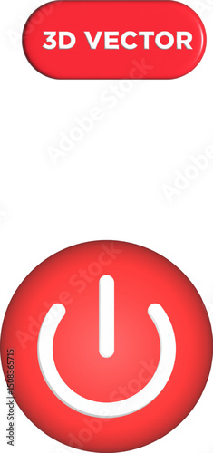 3D Red Power button design for off, fail,start emergency switch