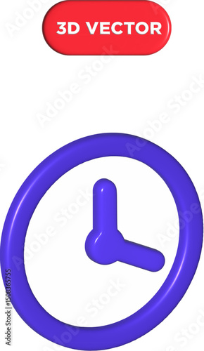 3d Clock icon design.3d time watch timekeeping social media countdown time management