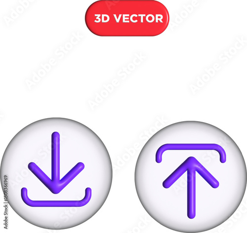download and upload 3d Render modern button