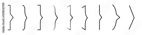 Set of right side text brackets, braces, quote, text box icons