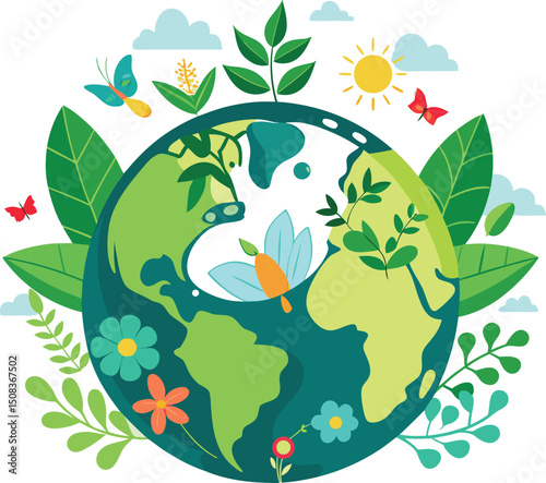 World Environment Day , Celebrate Nature and Sustainability, green planet earth with trees