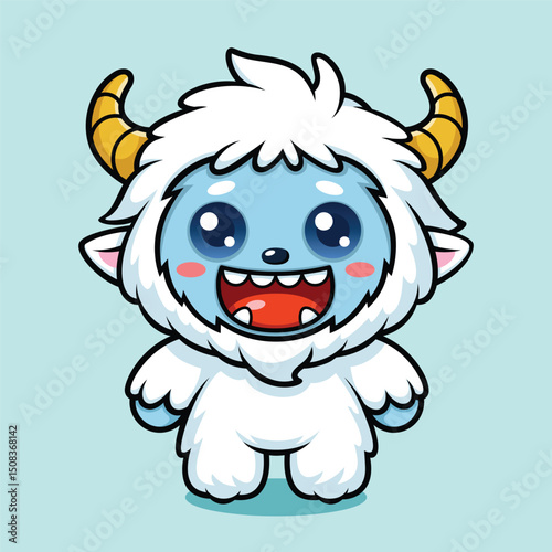 Cute Bigfoot Cartoon Character Smiling