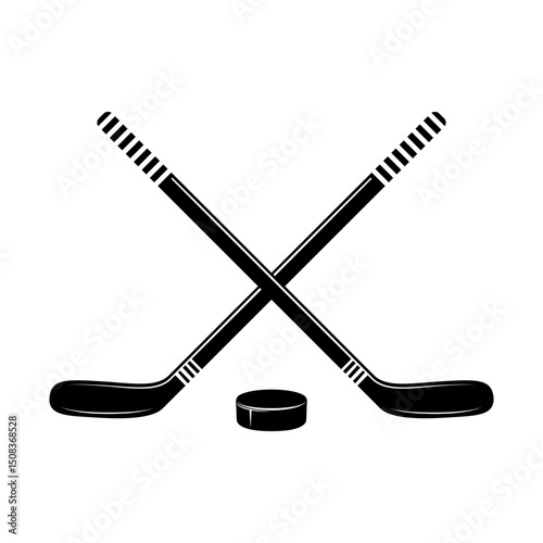 Ice hockey icon vector. Stick and puck illustration sign. hockey symbol or logo.