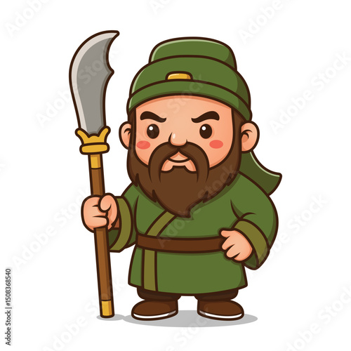 Cute Three Kingdoms Guan Yu Cartoon Character Holding Sword