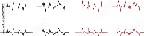 Heart bit rate icon set. Monitoring vector collection isolated on transparent background, medical check heart with EKG, ECG tools measurement. result medical lab sign.