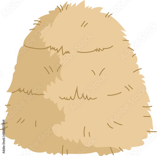 Haystack symbolizing farming, rural life and livestock care. Cartoon vector farmer and gardener harvest for feeding animals and decorating barns, agriculture, and traditional countryside living