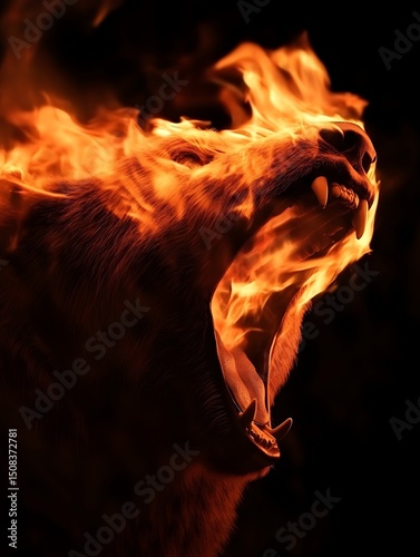 Bear engulfed in flames