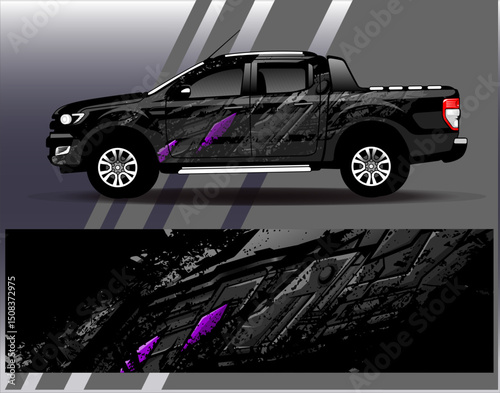 Car wrap design vector. Graphic abstract stripe racing background designs for vehicle, rally, race, adventure and car racing livery