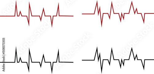 Heart bit rate icon set. Monitoring vector collection isolated on transparent background, medical check heart with EKG, ECG tools measurement. result medical lab sign.