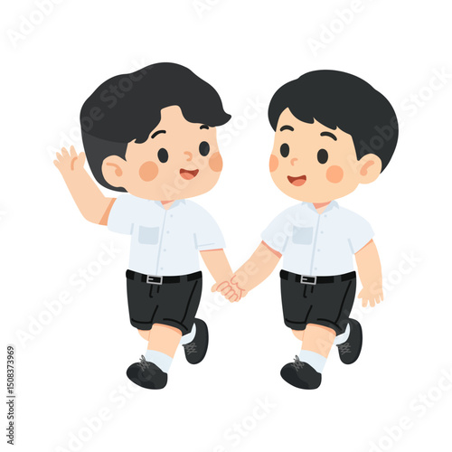 Illustration of Two Boys Holding Hands