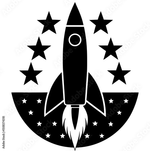 4th of July themed silhouette of a firework rocket to enhance your Independence Day designs and branding.
