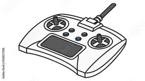 Vector illustration of a sleek electric drone remote controller with buttons and joysticks