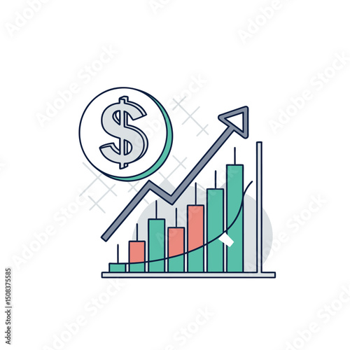 Financial market and investment analysis concept with holding coin and reviewing growth charts and graphs