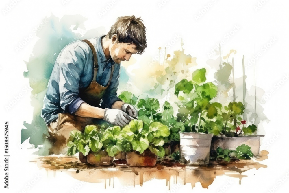 Fototapeta premium Gardening outdoors plant adult.