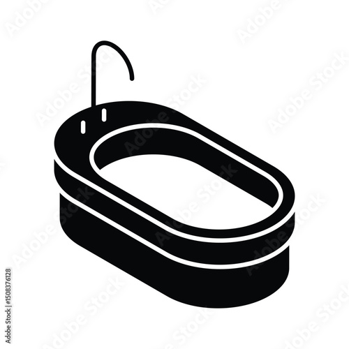 A modern isometric icon showcasing a sleek bathtub