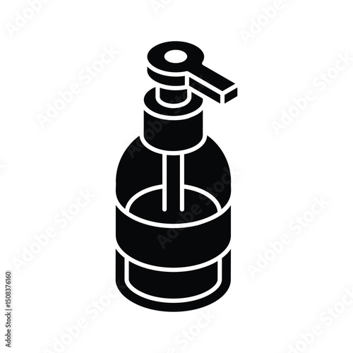 An editable isometric icon of liquid soap dispenser bottle