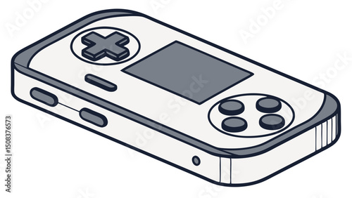 Sleek compact gaming console with control buttons and screen for handheld gaming use