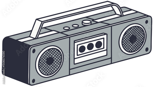 A compact portable speaker with speaker grille and controls for audio playback