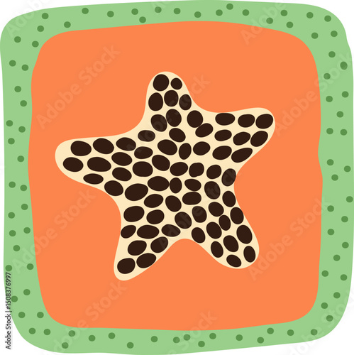 Artistic hand drawn illustration of square papaya. Vector drawing of exotic fruit slice with seeds and pulp isolated on white background. Drawing of summer vegan dessert for your printing.