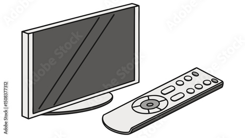 A modern flat screen television with remote control showcasing a sleek home entertainment device