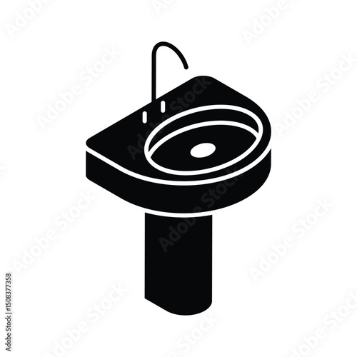 Well crafted isometric icon highlighting a stylish washbasin