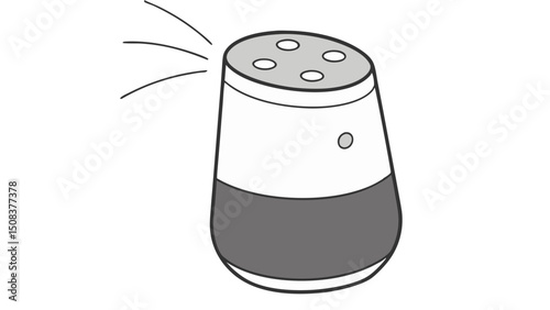 AI-powered home assistant speaker with voice command signals, showcasing smart home technology and automation