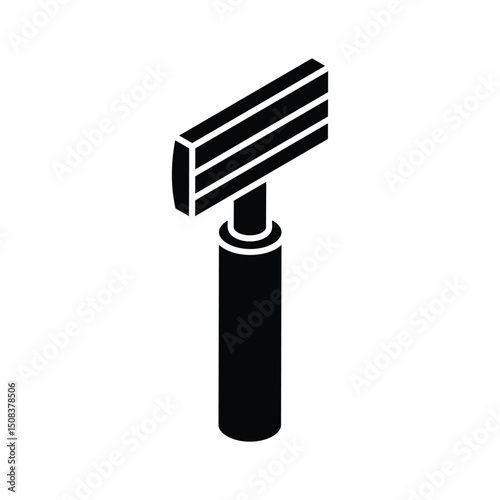 Premium isometric icon illustrating a classic shaving razor blade