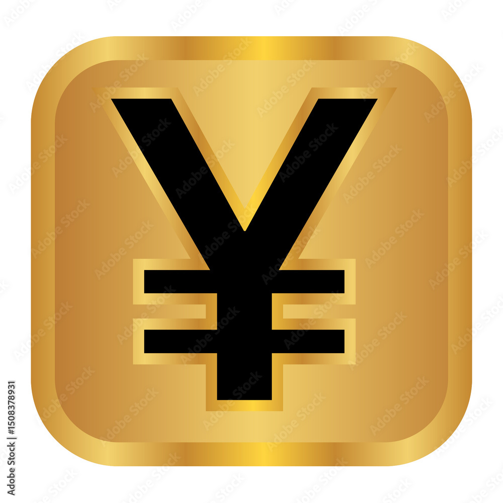 Obraz premium luxury golden yen symbol element png file with square