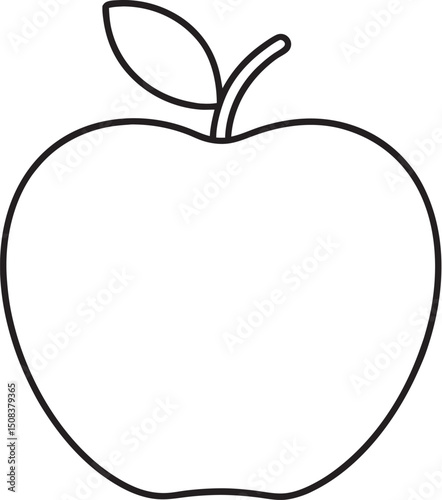 Food apple outline and silhouette Apple line art vector icon illustration on a transparent background