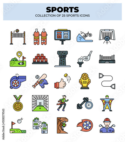 Collection of 25 Sport Icons.  Athletic Games. Competition. and Fitness