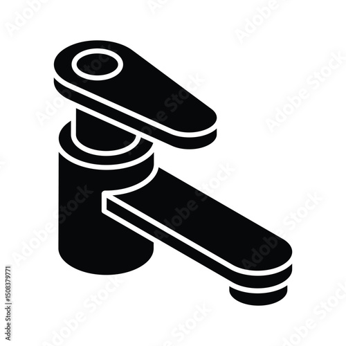 Check out this isometric icon of metal bathroom tap