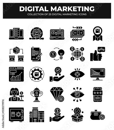 Collection of 25 Digital Marketing Icons: Boost Your Business Growth