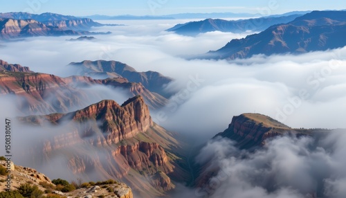 Breathtaking Canyon View Surrounded by Majestic Cloud Coverage