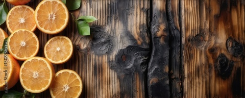 Freshly Peeled Clementine Segments Arranged on Rustic Wooden Table