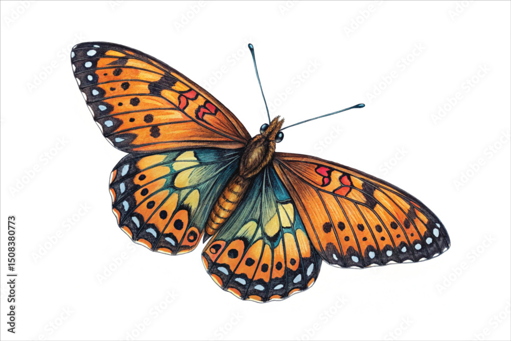 Fototapeta premium Colorful Monarch Butterfly Isolated on White Background