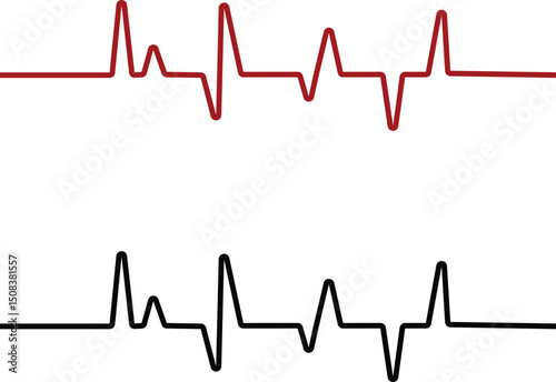 Heart bit rate icon set. Monitoring vector collection isolated on transparent background, medical check heart with EKG, ECG tools measurement. result medical lab sign.