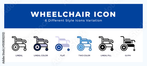 Wheelchair icon set pack vector illustration.
