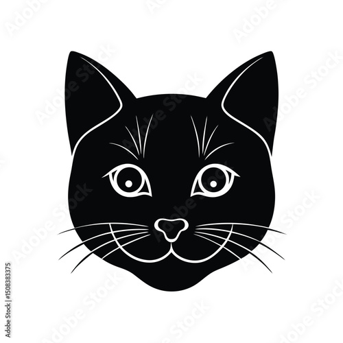 british shorthair cat head icon silhouette on whit (2).eps