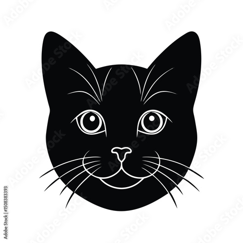 british shorthair cat head icon silhouette on whit.eps