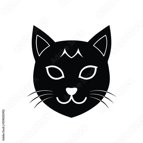 cat head with devil horns icon silhouette on white (3).eps